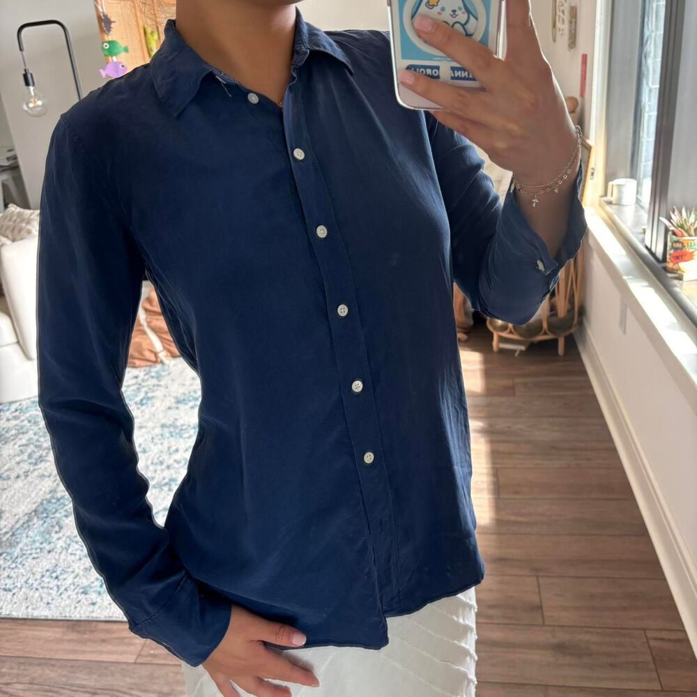 Everlane Must Have Blue Silk Button Up Shirt Size… - image 1